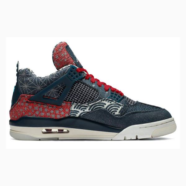 Blue / Red Nike Retro SE Deep Ocean Sashiko Basketball Shoes Men's Air Jordan 4 | JD-461PO