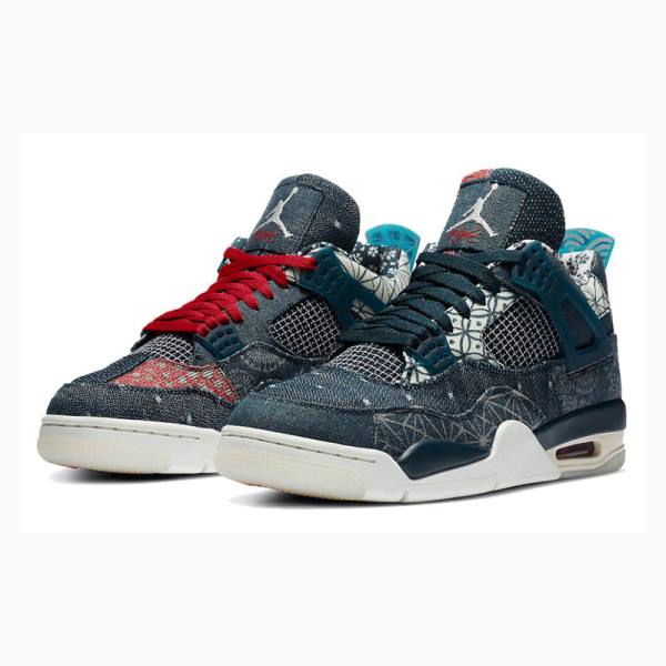 Blue / Red Nike Retro SE Deep Ocean Sashiko Basketball Shoes Men's Air Jordan 4 | JD-461PO