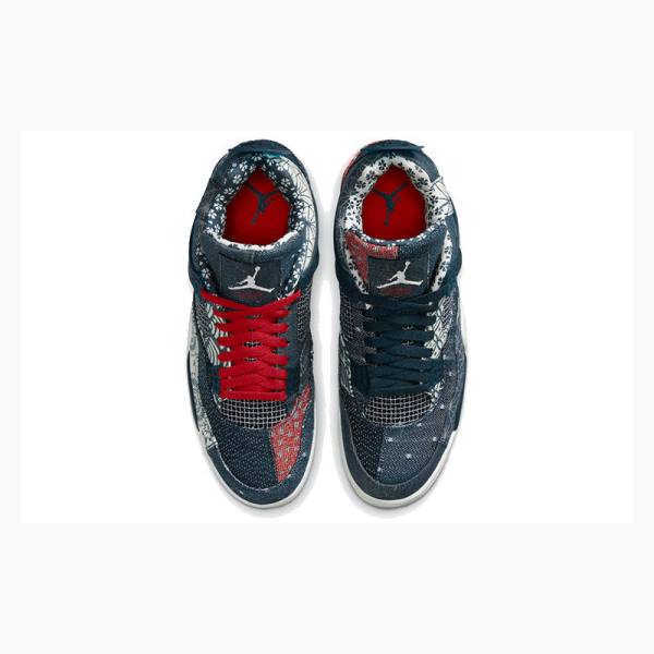 Blue / Red Nike Retro SE Deep Ocean Sashiko Basketball Shoes Men's Air Jordan 4 | JD-461PO