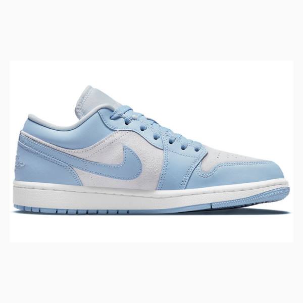 Blue / White Nike Low Football Grey Aluminum Sneakers Women's Air Jordan 1 | JD-714XE