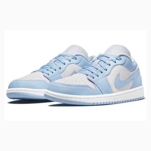 Blue / White Nike Low Football Grey Aluminum Sneakers Women's Air Jordan 1 | JD-714XE