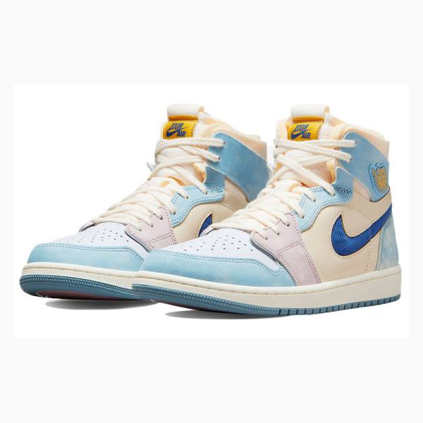 Blue / White Nike Zoom CMFT Celestine Blue Sail Basketball Shoes Men's Air Jordan 1 | JD-871EM