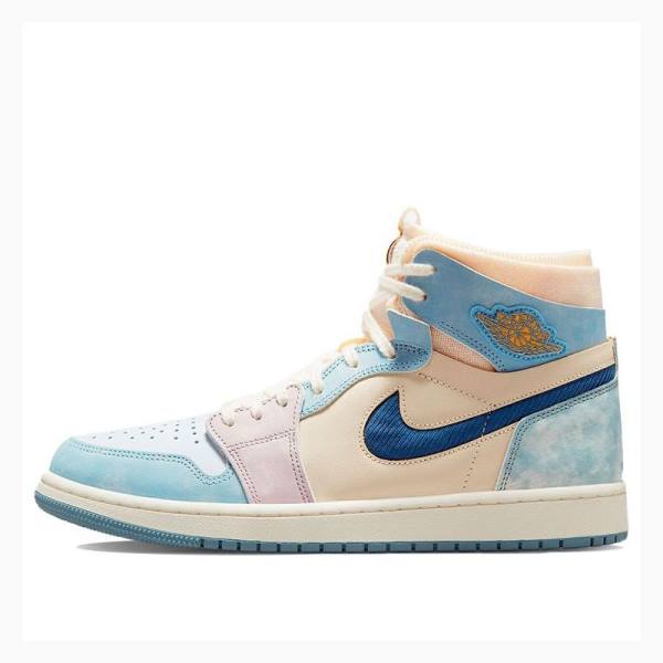 Blue / White Nike Zoom CMFT Celestine Blue Sail Basketball Shoes Men\'s Air Jordan 1 | JD-871EM