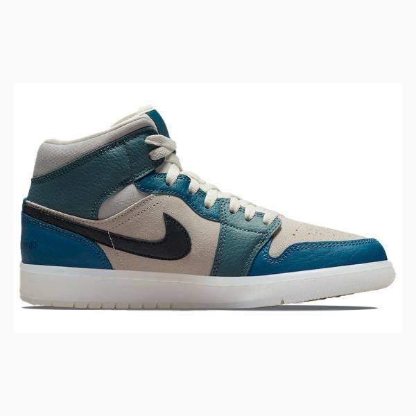 Blue / White / Red Nike Mid Basketball Shoes Women's Air Jordan 1 | JD-064HW