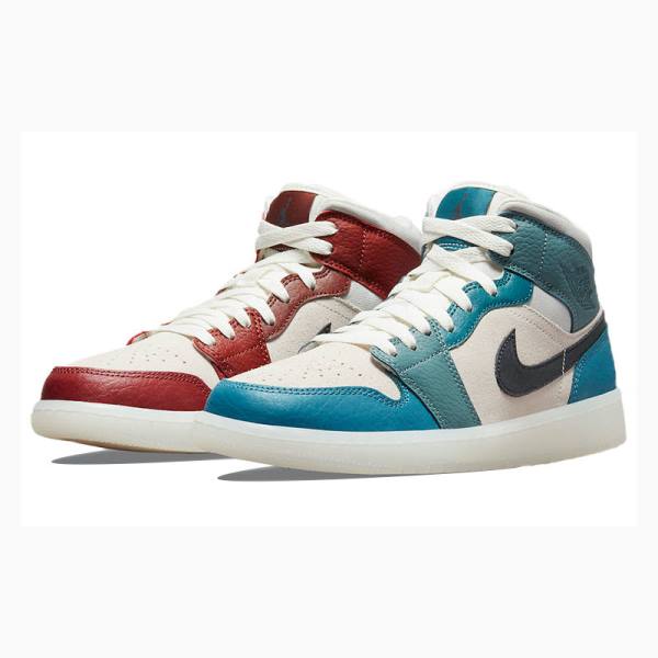 Blue / White / Red Nike Mid Basketball Shoes Women's Air Jordan 1 | JD-064HW