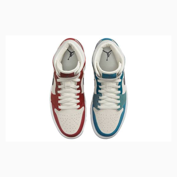 Blue / White / Red Nike Mid Basketball Shoes Women's Air Jordan 1 | JD-064HW