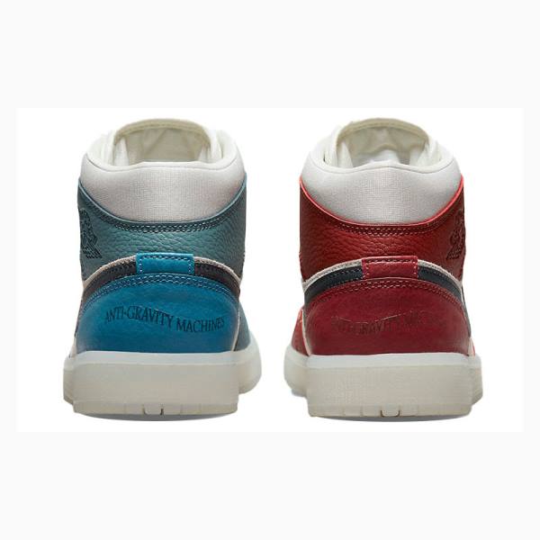 Blue / White / Red Nike Mid Basketball Shoes Women's Air Jordan 1 | JD-064HW