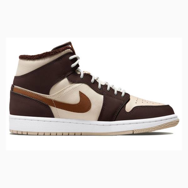 Brown Nike Mid Brown Basalt Oatmeal Basketball Shoes Women's Air Jordan 1 | JD-742PF