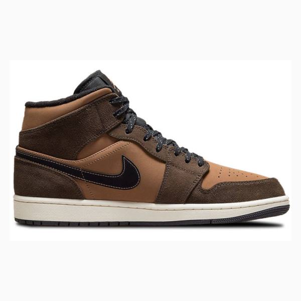 Brown Nike Mid SE Dark Chocolate Basketball Shoes Men's Air Jordan 1 | JD-836UZ