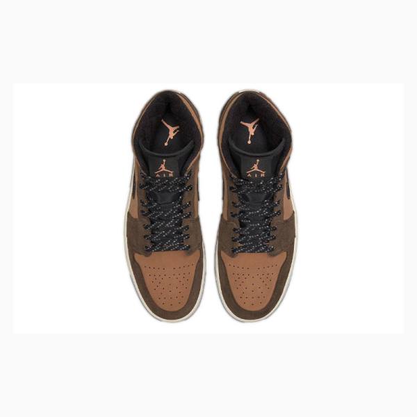 Brown Nike Mid SE Dark Chocolate Basketball Shoes Men's Air Jordan 1 | JD-836UZ