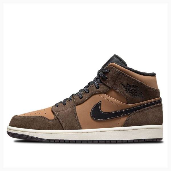 Brown Nike Mid SE Dark Chocolate Basketball Shoes Men\'s Air Jordan 1 | JD-836UZ