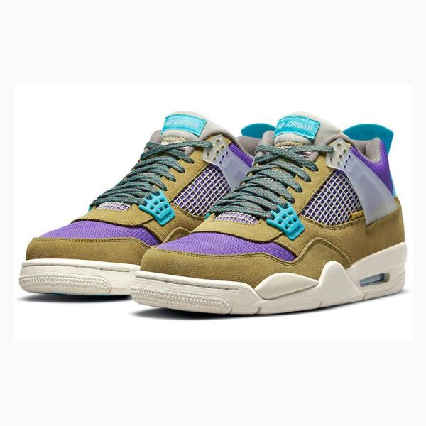 Brown / Purple / Blue Nike X Union LA 'Desert Moss' 30 Basketball Shoes Men's Air Jordan 4 | JD-180MG