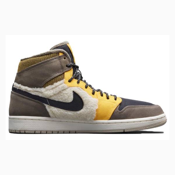 Brown / Yellow Nike RTR HI PREM UT Beach Ridgerock Basketball Shoes Women's Air Jordan 1 | JD-854DK