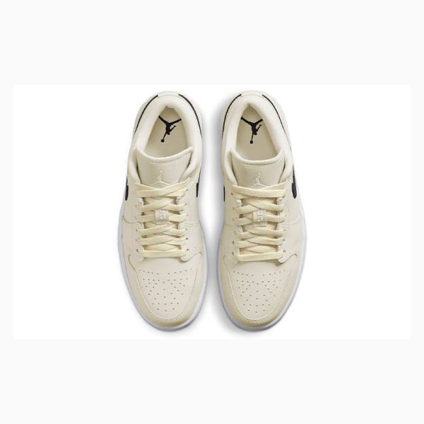 Cream / Black Nike Low Creamy Coconut Milk Sneakers Women's Air Jordan 1 | JD-654HQ