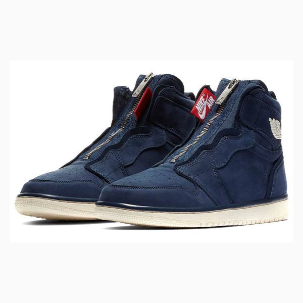 Dark Blue Nike High Zip Basketball Shoes Women's Air Jordan 1 | JD-258MG