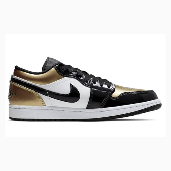 Gold / Black Nike Low Sneakers Men's Air Jordan 1 | JD-129BN