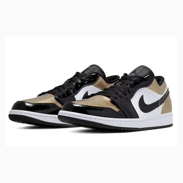 Gold / Black Nike Low Sneakers Men's Air Jordan 1 | JD-129BN