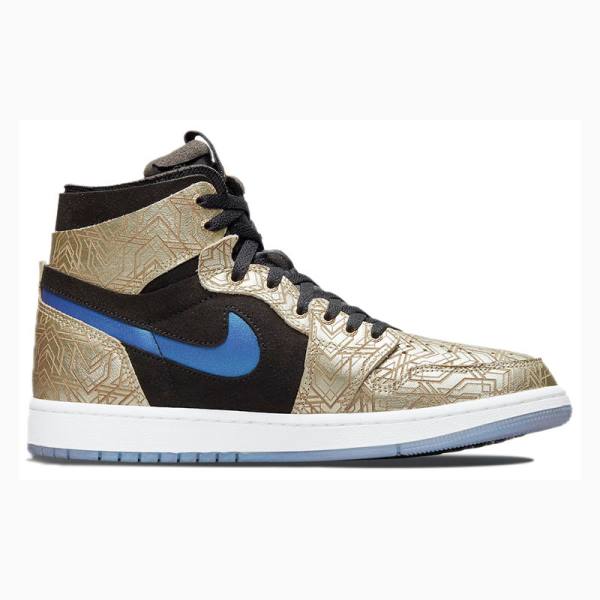 Gold / Black Nike Zoom CMFT Laser Basketball Shoes Men's Air Jordan 1 | JD-069DN