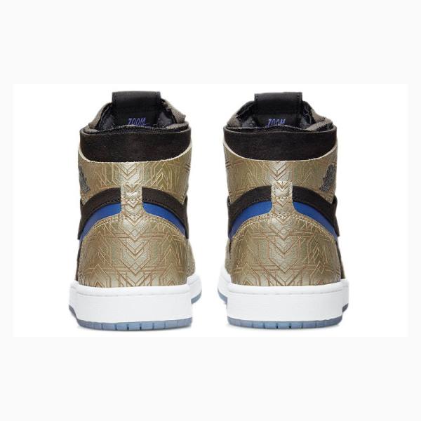 Gold / Black Nike Zoom CMFT Laser Basketball Shoes Men's Air Jordan 1 | JD-069DN