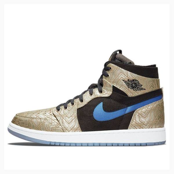 Gold / Black Nike Zoom CMFT Laser Basketball Shoes Men\'s Air Jordan 1 | JD-069DN