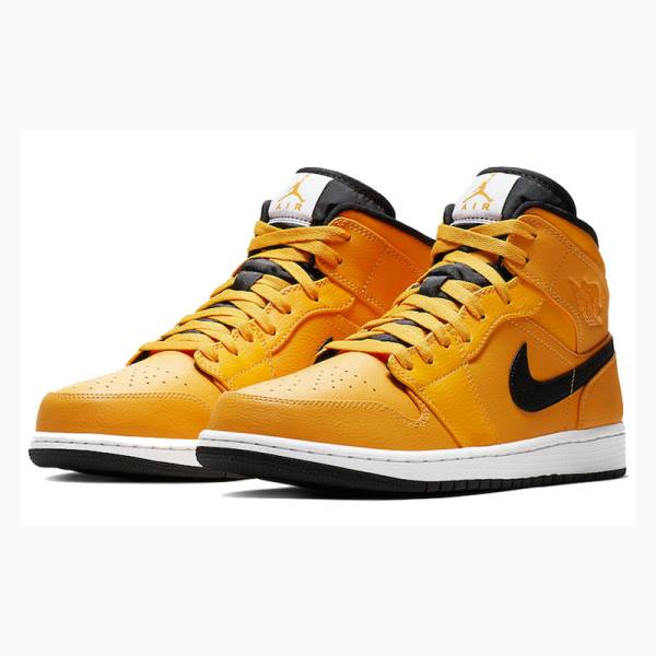 Gold Nike Mid Basketball Shoes Men's Air Jordan 1 | JD-214FI