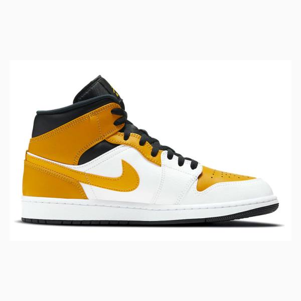 Gold / White Nike Mid Basketball Shoes Men's Air Jordan 1 | JD-107TB