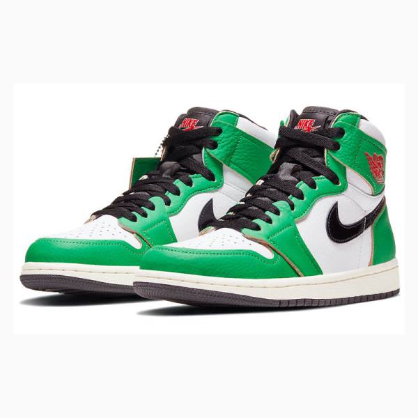 Green / Black Nike High OG Lucky Basketball Shoes Women's Air Jordan 1 | JD-584GV