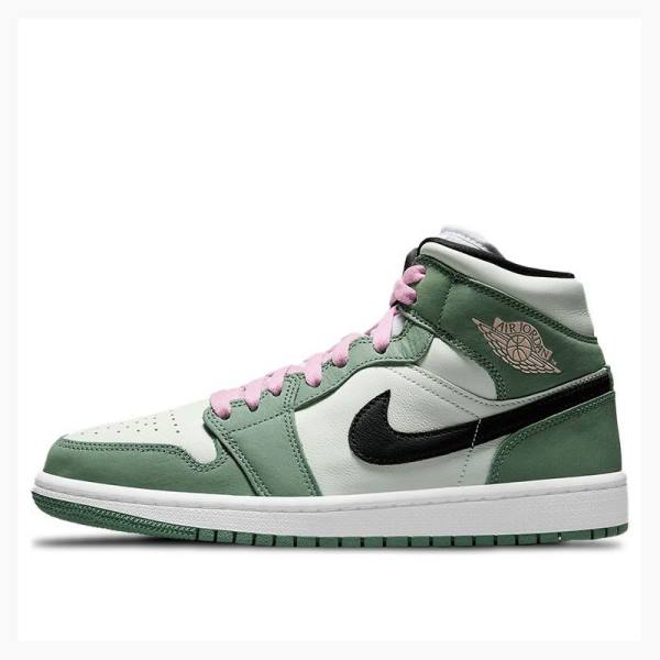 Green / Black Nike Mid SE \'Dutch Green\' (W) Basketball Shoes Women\'s Air Jordan 1 | JD-147JQ