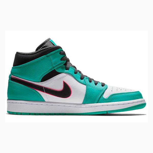 Green / Black Nike Mid SE South Beach Basketball Shoes Men's Air Jordan 1 | JD-701FZ