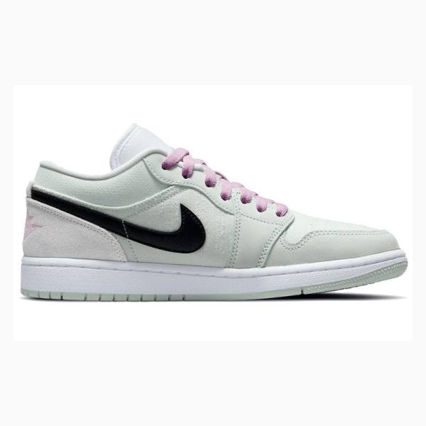 Green / Black / Purple Nike Low SE Barely Green Sneakers Women's Air Jordan 1 | JD-497GH