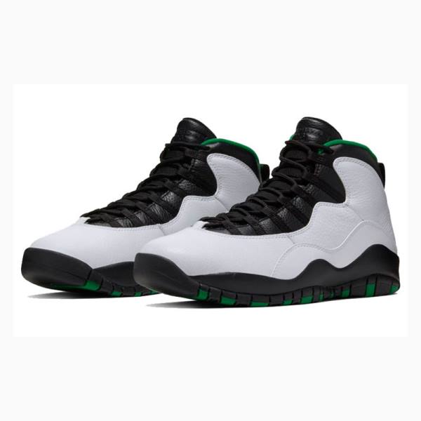 Green / Black / White Nike Retro Seattle Basketball Shoes Men's Air Jordan 10 | JD-250RT