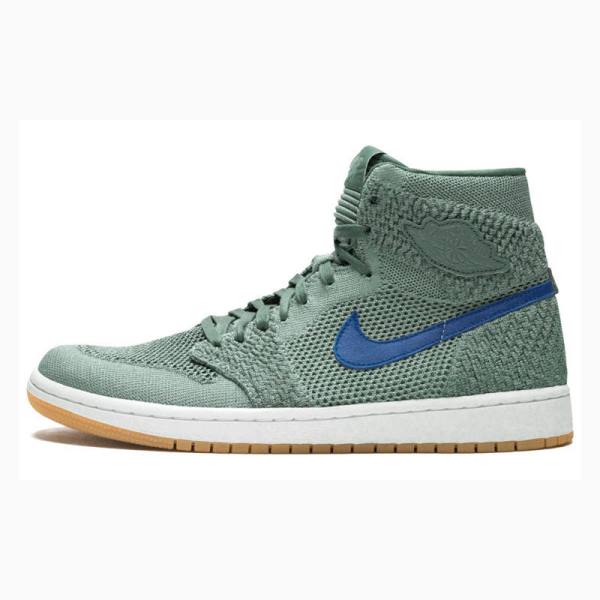 Green Nike Retro Flyknit Clay Basketball Shoes Men's Air Jordan 1 | JD-504CW