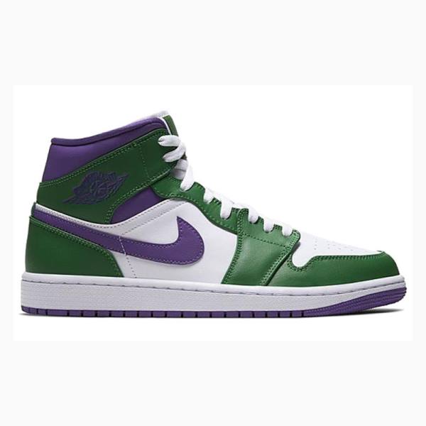 Green / Purple Nike Mid Hulk Basketball Shoes Men's Air Jordan 1 | JD-480LF