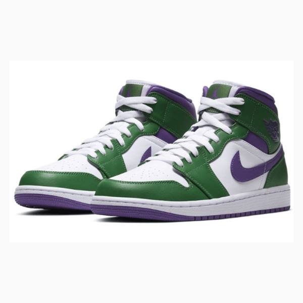 Green / Purple Nike Mid Hulk Basketball Shoes Men's Air Jordan 1 | JD-480LF