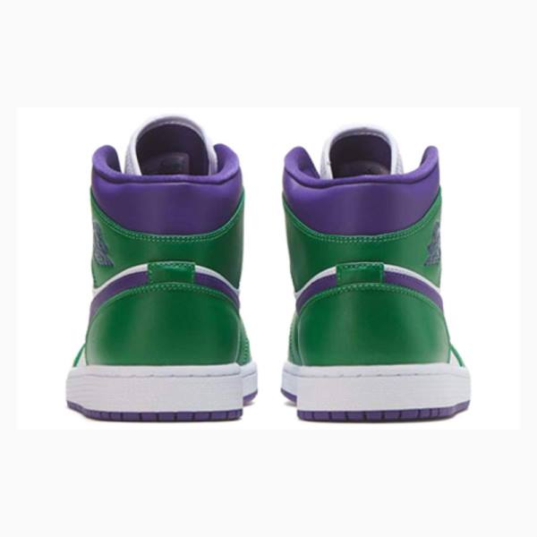 Green / Purple Nike Mid Hulk Basketball Shoes Men's Air Jordan 1 | JD-480LF