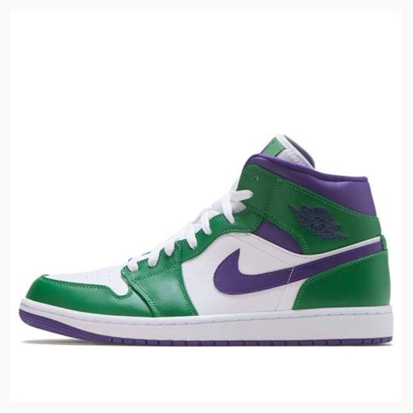 Green / Purple Nike Mid Hulk Basketball Shoes Men\'s Air Jordan 1 | JD-480LF