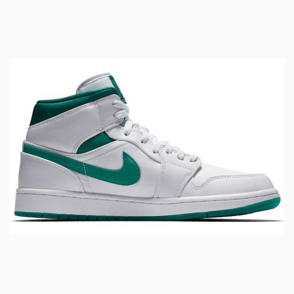 Green / White Nike Mid Basketball Shoes Men's Air Jordan 1 | JD-518TK