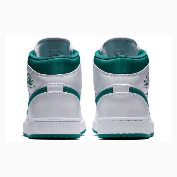 Green / White Nike Mid Basketball Shoes Men's Air Jordan 1 | JD-518TK