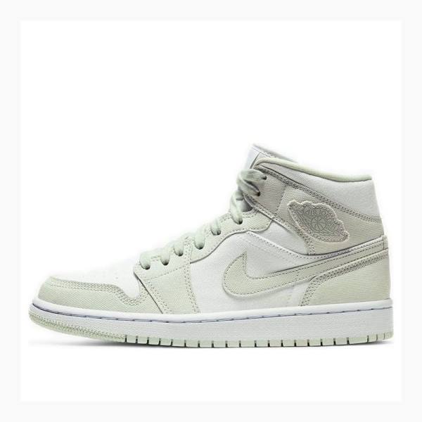 Green / White Nike Mid Spruce Aura Basketball Shoes Women\'s Air Jordan 1 | JD-691NO