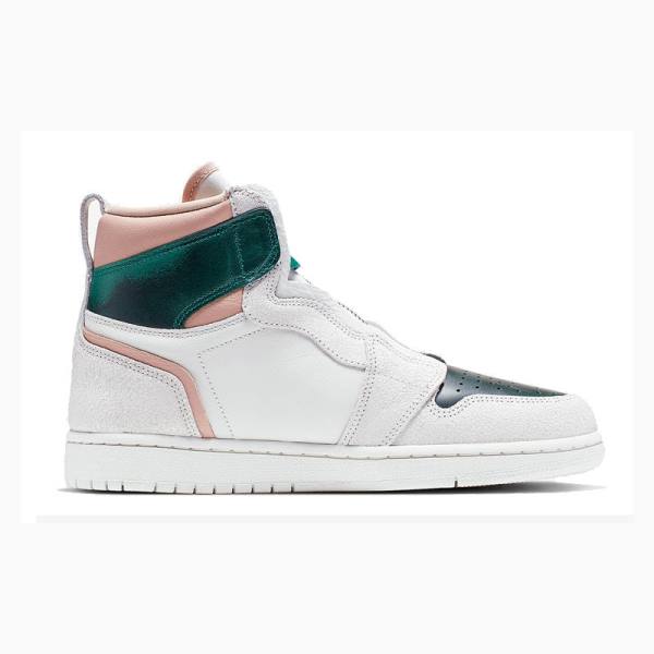 Green / White Nike Retro High Zip 'Mystic Green' Basketball Shoes Women's Air Jordan 1 | JD-581FR