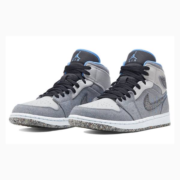 Grey / Black / Blue Nike Mid Crater Basketball Shoes Men's Air Jordan 1 | JD-456FL