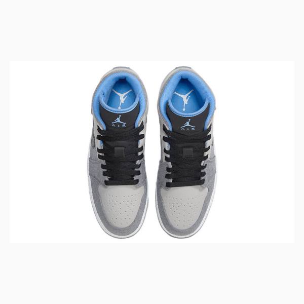 Grey / Black / Blue Nike Mid Crater Basketball Shoes Men's Air Jordan 1 | JD-456FL