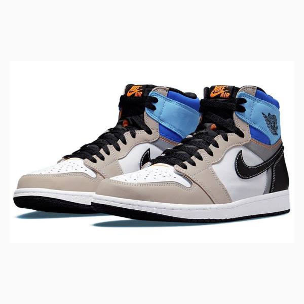 Grey / Black / Blue Nike Retro High OG Pro Prototype Basketball Shoes Men's Air Jordan 1 | JD-490VN