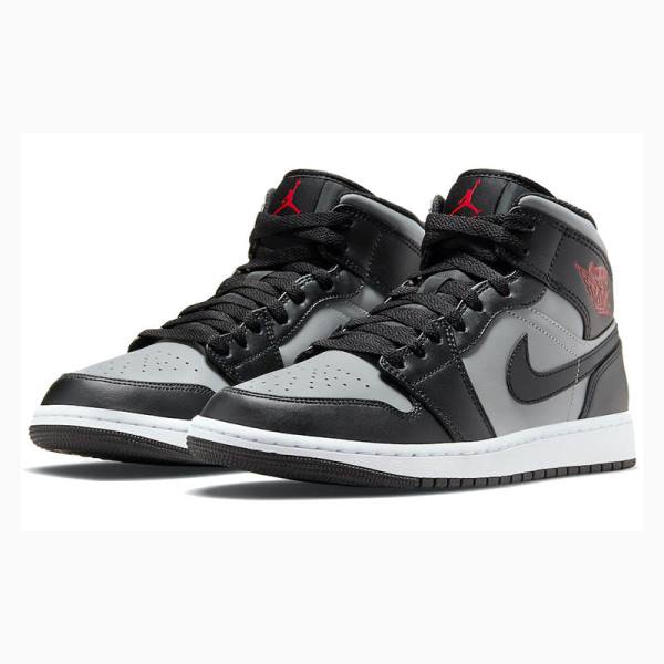 Grey / Black Nike Mid Shadow Basketball Shoes Men's Air Jordan 1 | JD-863ZO