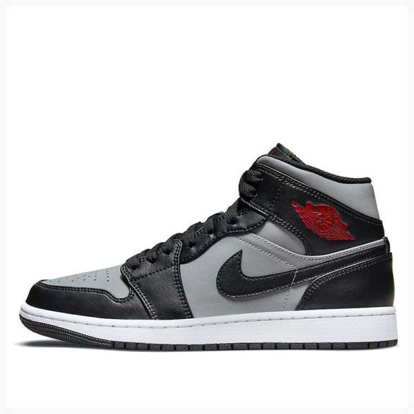 Grey / Black Nike Mid Shadow Basketball Shoes Men\'s Air Jordan 1 | JD-863ZO