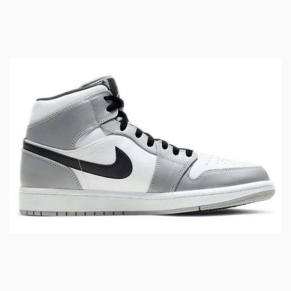 Grey / Black Nike Mid Smoke Basketball Shoes Men's Air Jordan 1 | JD-065RB