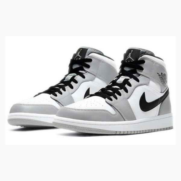 Grey / Black Nike Mid Smoke Basketball Shoes Men's Air Jordan 1 | JD-065RB