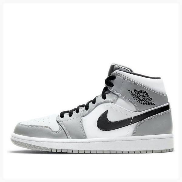 Grey / Black Nike Mid Smoke Basketball Shoes Men\'s Air Jordan 1 | JD-065RB