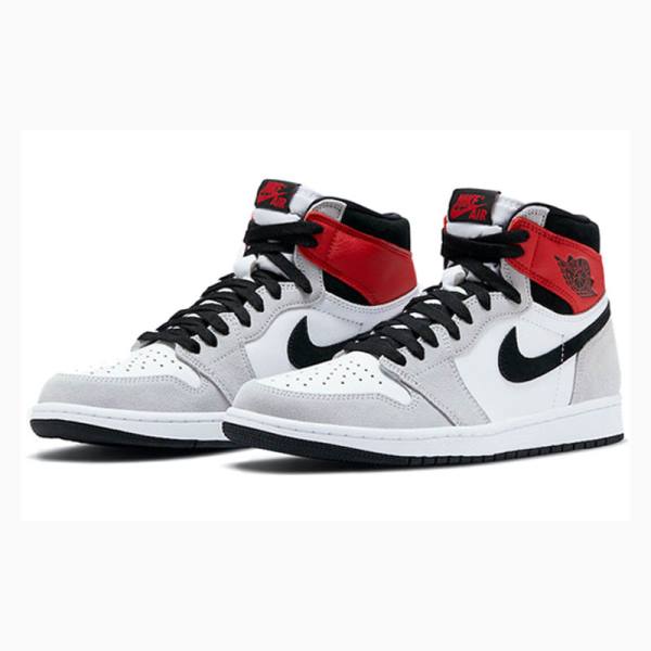 Grey / Black / Red Nike Retro High OG Light Smoke Basketball Shoes Men's Air Jordan 1 | JD-629GO