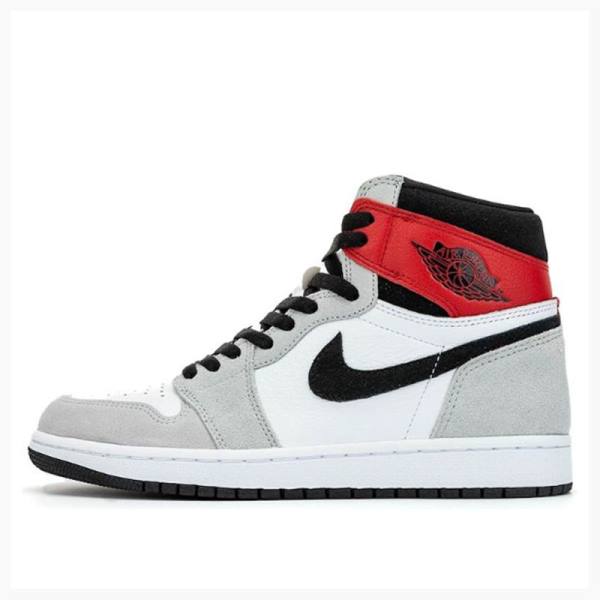 Grey / Black / Red Nike Retro High OG Light Smoke Basketball Shoes Men\'s Air Jordan 1 | JD-629GO